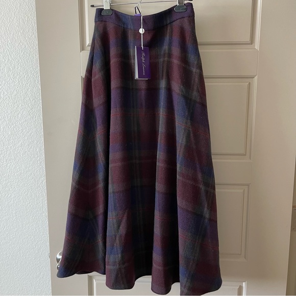 RALPH LAUREN PURPLE LABEL PLAID WOOL ERIKA CIRCLE SKIRT - Picture 13 of 17